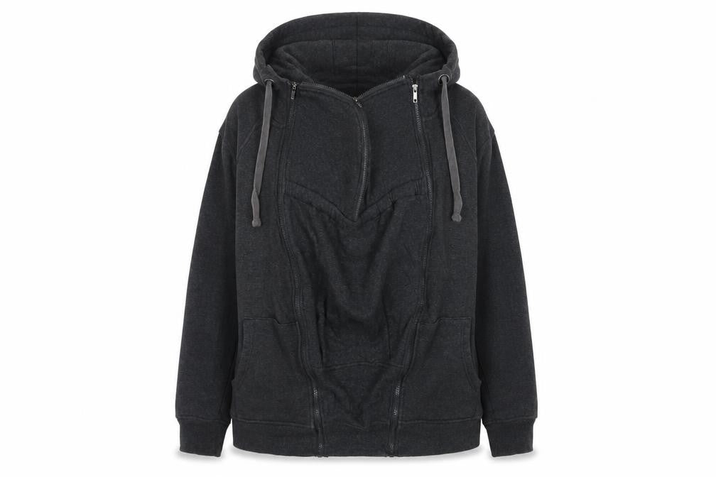 Seraphine Women’s Grey Large Maternity Full Zip Hooded Hoodie Pockets