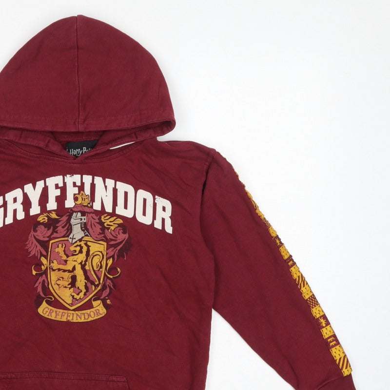 Harry Potter Girls Red 11-12 Years Gryffindor Pullover Hoodie Graphic Print