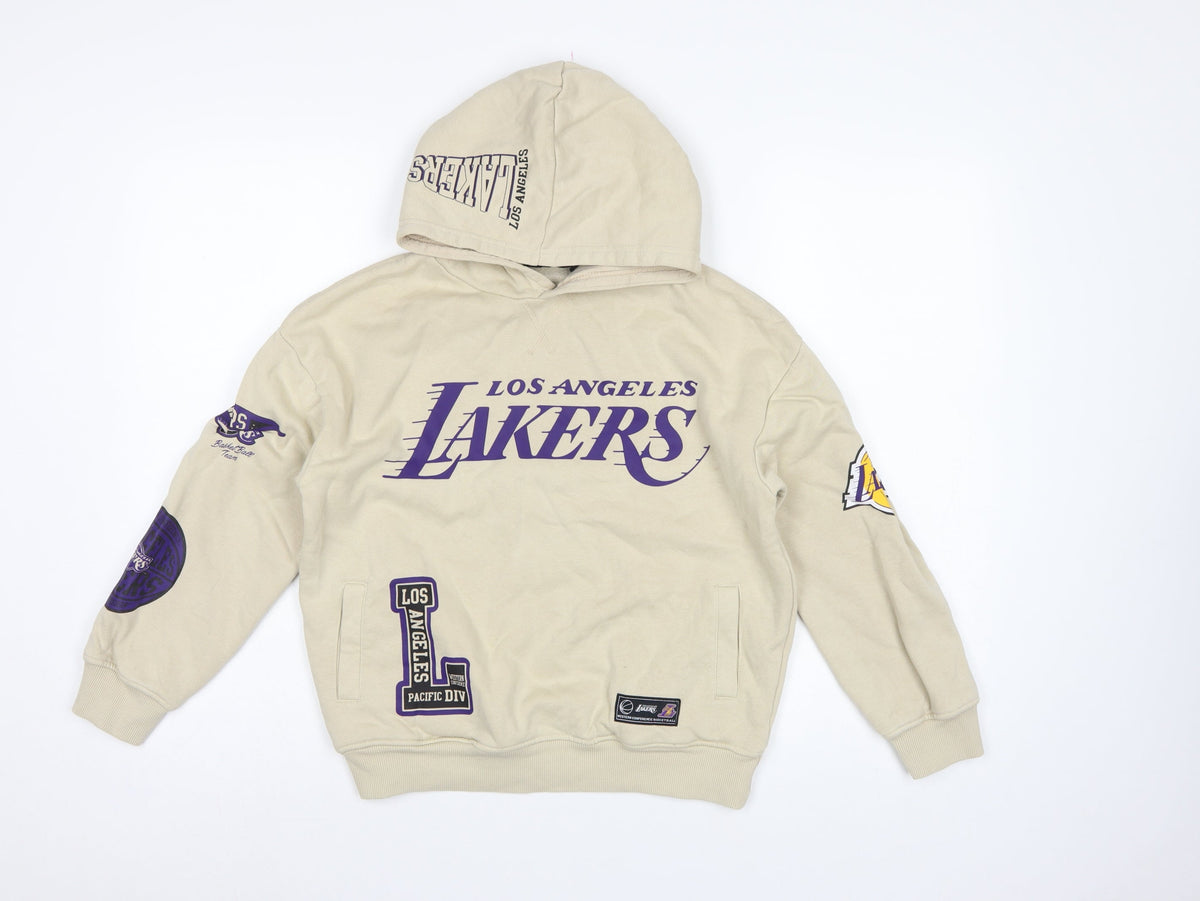 Primark Boys Beige LA Lakers NBA Graphic Pullover Hoodie 10-11 Years