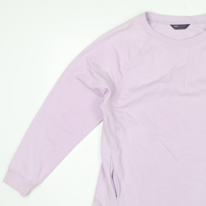 Marks & Spencer Women Pink UK 14 Tunic Sweatshirt Pockets Cotton