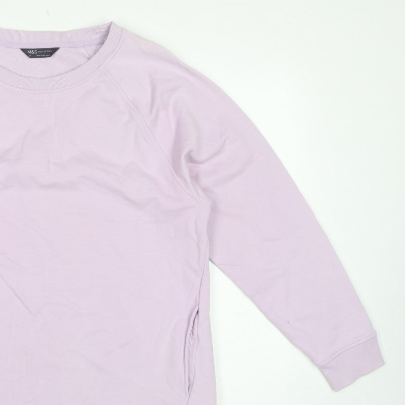 Marks & Spencer Women Pink UK 14 Tunic Sweatshirt Pockets Cotton