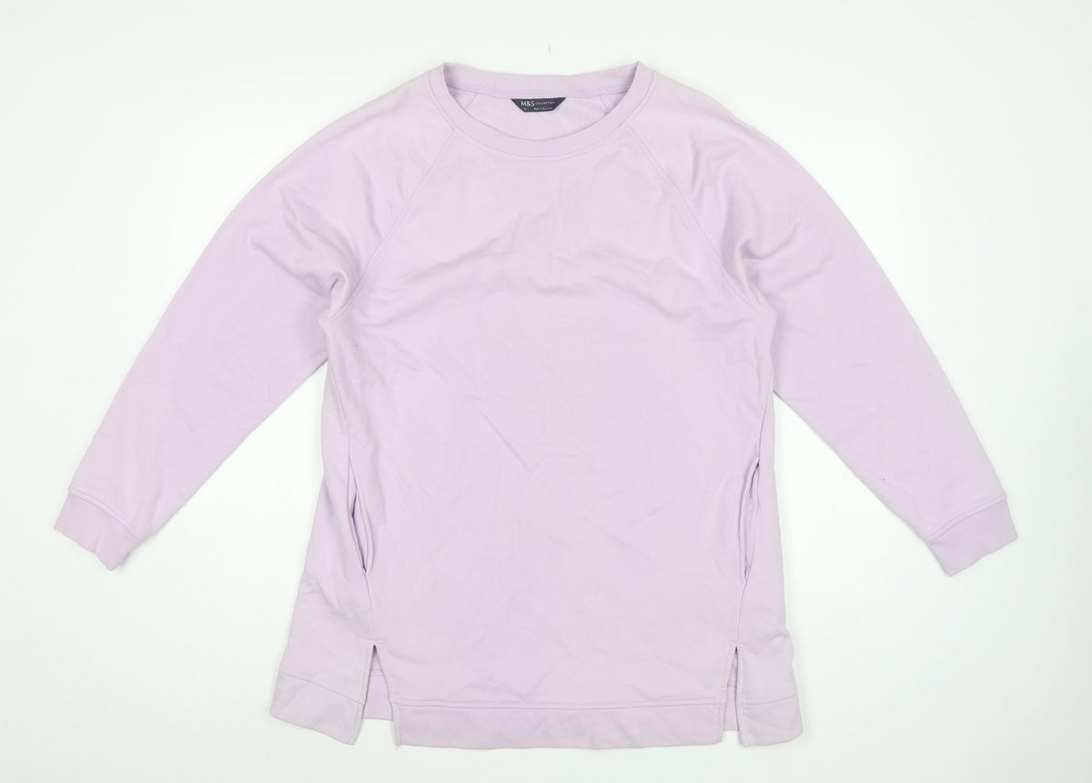 Marks & Spencer Women Pink UK 14 Tunic Sweatshirt Pockets Cotton