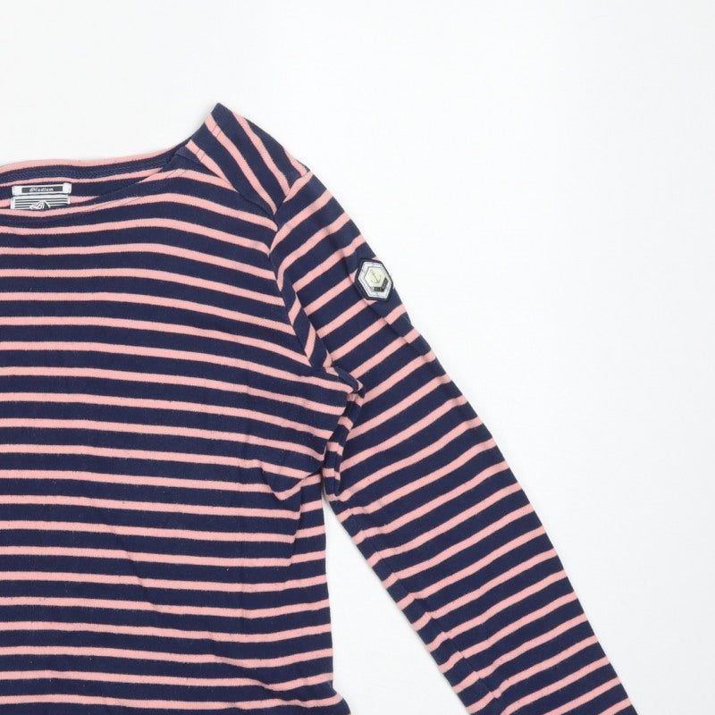 Voile Bleue Women’s Navy Pink Stripe Jersey Top M Nautical Long Sleeve