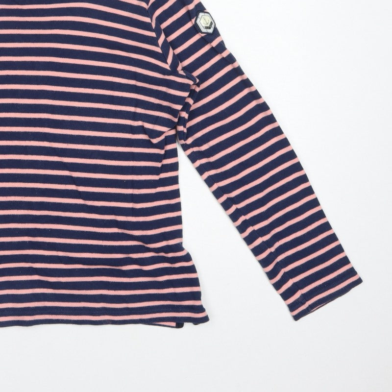 Voile Bleue Women’s Navy Pink Stripe Jersey Top M Nautical Long Sleeve