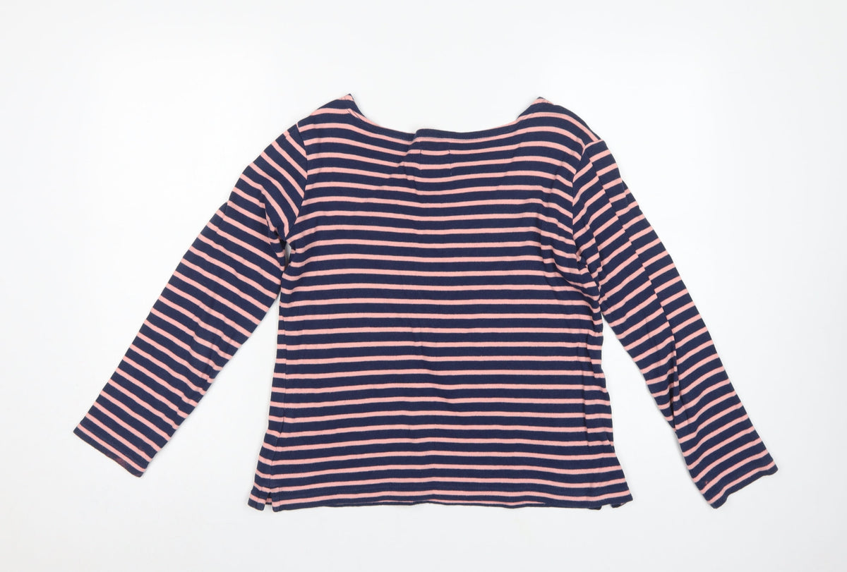 Voile Bleue Women’s Navy Pink Stripe Jersey Top M Nautical Long Sleeve