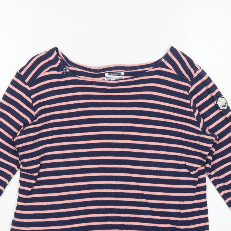 Voile Bleue Women’s Navy Pink Stripe Jersey Top M Nautical Long Sleeve