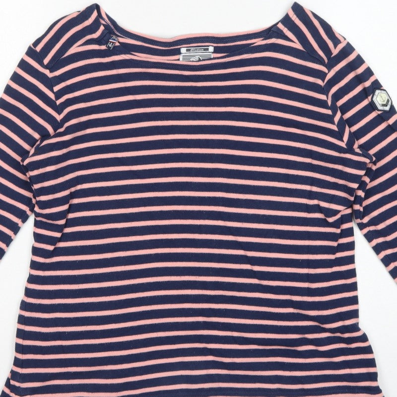 Voile Bleue Women’s Navy Pink Stripe Jersey Top M Nautical Long Sleeve