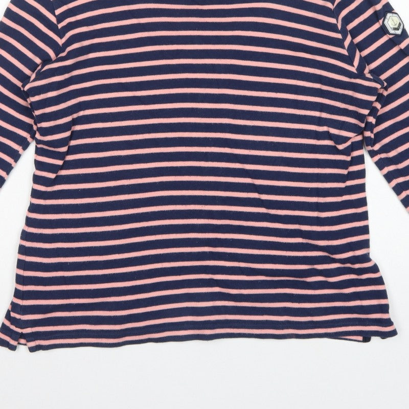Voile Bleue Women’s Navy Pink Stripe Jersey Top M Nautical Long Sleeve