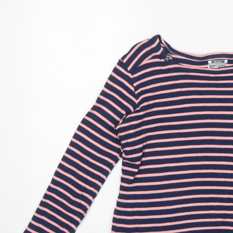 Voile Bleue Women’s Navy Pink Stripe Jersey Top M Nautical Long Sleeve
