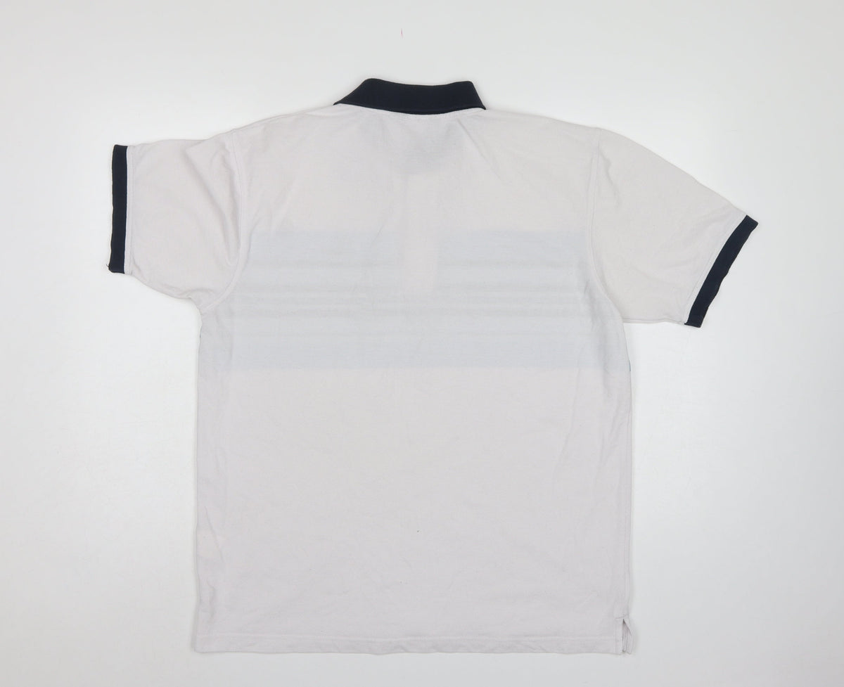 Head Men's White Blue Striped Logo Polo Shirt L Short Sleeve