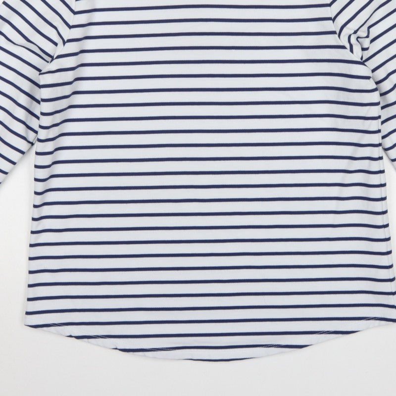 Dorothy Perkins Women White Navy Stripe Long Sleeve Basic T-Shirt UK 14