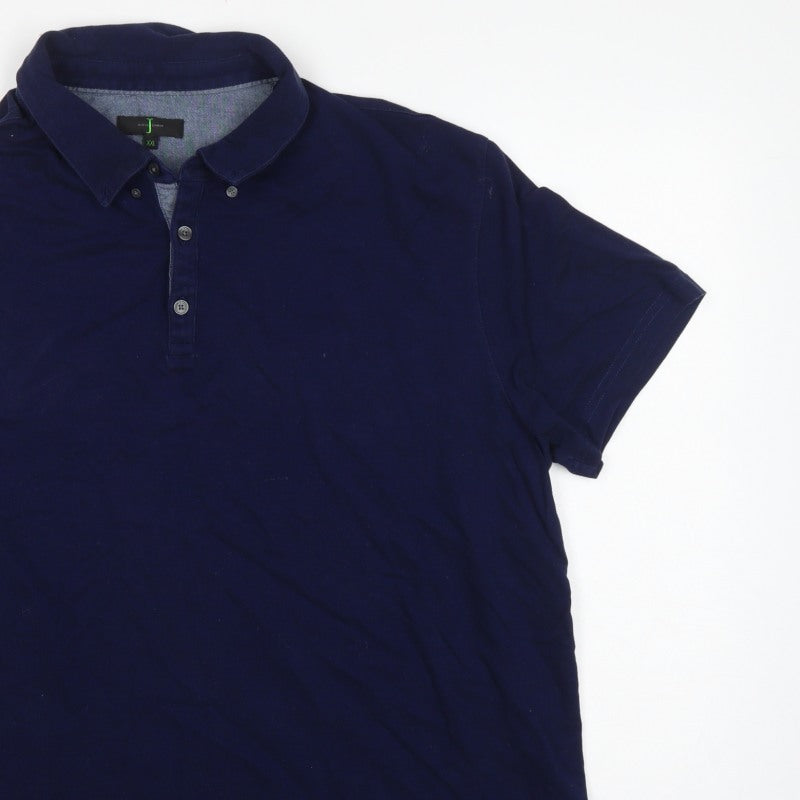Jasper Conran Men’s Blue 2XL Short Sleeve Button-Down Polo Shirt