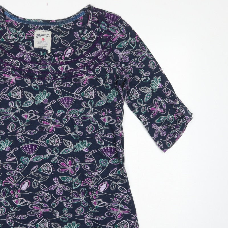 Mantaray Women’s Multicoloured Floral Tunic Blouse Size 18 3/4 Sleeve