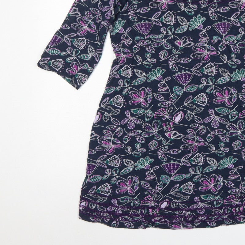 Mantaray Women’s Multicoloured Floral Tunic Blouse Size 18 3/4 Sleeve