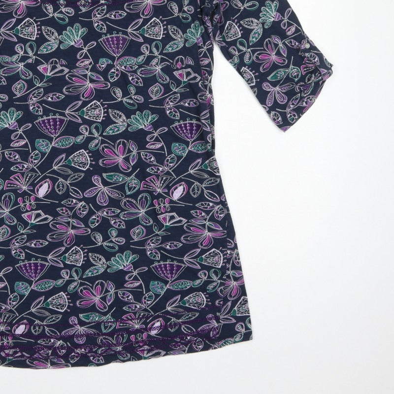 Mantaray Women’s Multicoloured Floral Tunic Blouse Size 18 3/4 Sleeve
