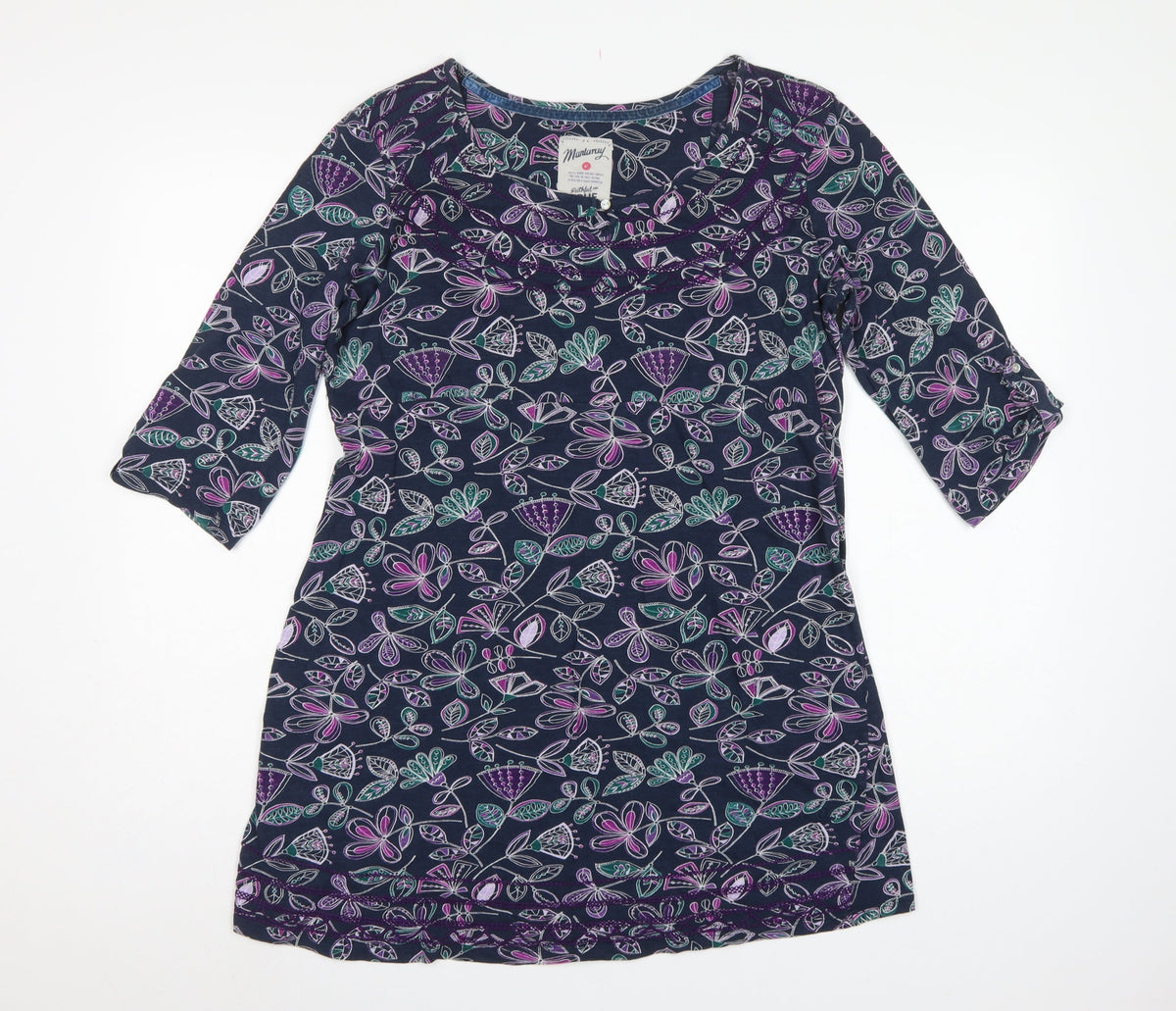Mantaray Women’s Multicoloured Floral Tunic Blouse Size 18 3/4 Sleeve