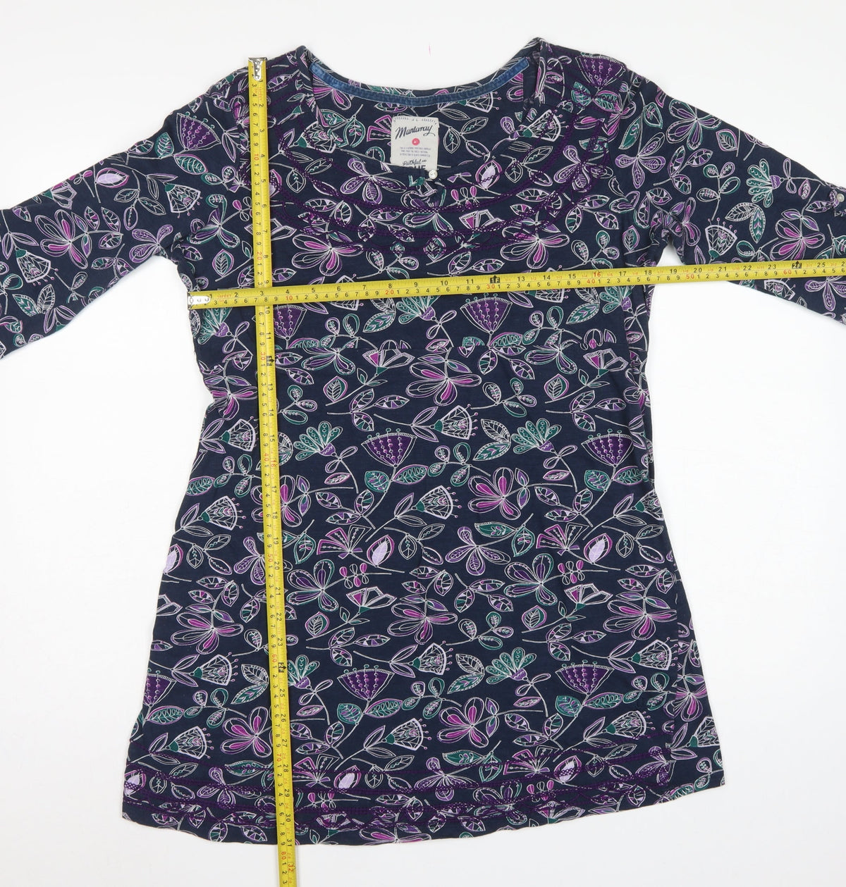Mantaray Women’s Multicoloured Floral Tunic Blouse Size 18 3/4 Sleeve