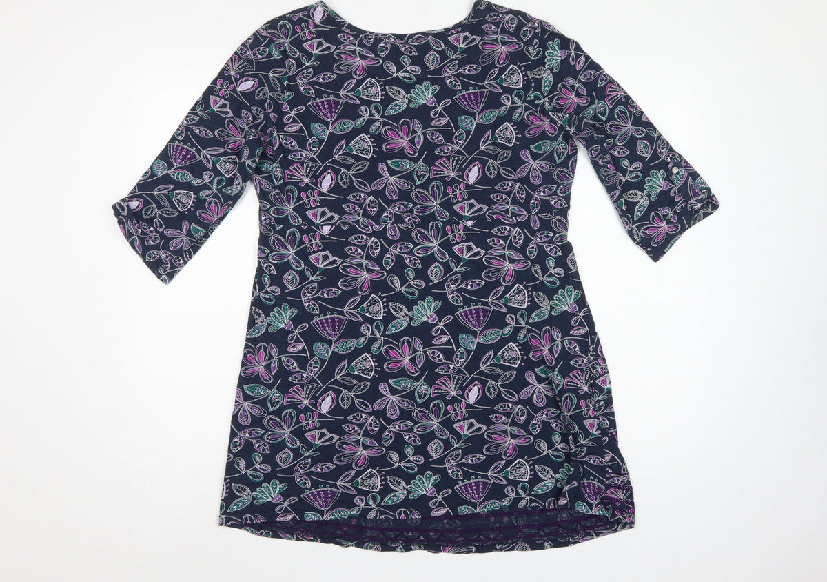 Mantaray Women’s Multicoloured Floral Tunic Blouse Size 18 3/4 Sleeve