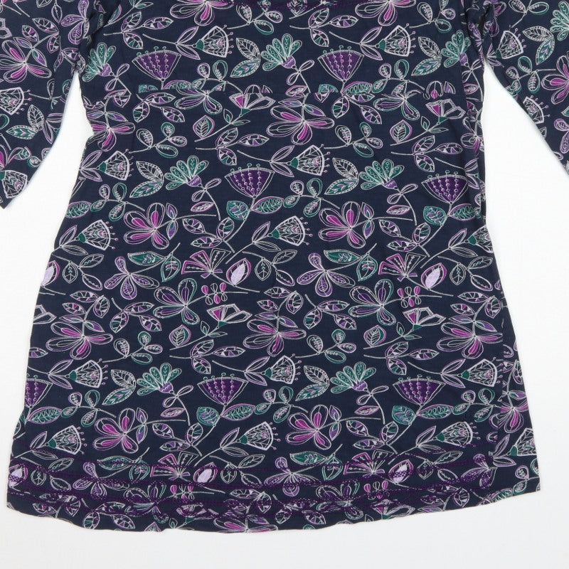Mantaray Women’s Multicoloured Floral Tunic Blouse Size 18 3/4 Sleeve