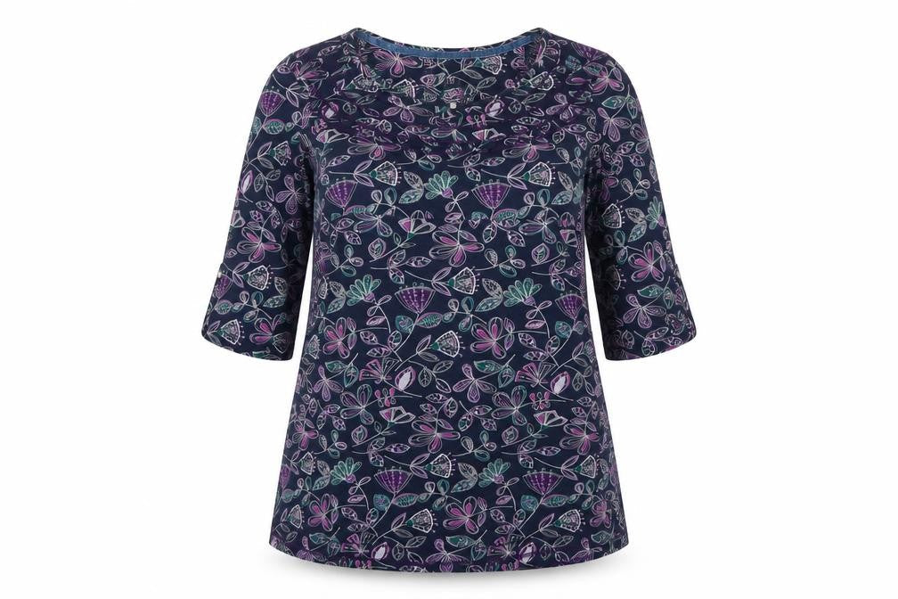 Mantaray Women’s Multicoloured Floral Tunic Blouse Size 18 3/4 Sleeve