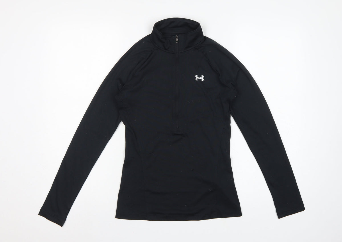Under Armour Women Black XS HeatGear 1/4 Zip Long Sleeve Pullover Top