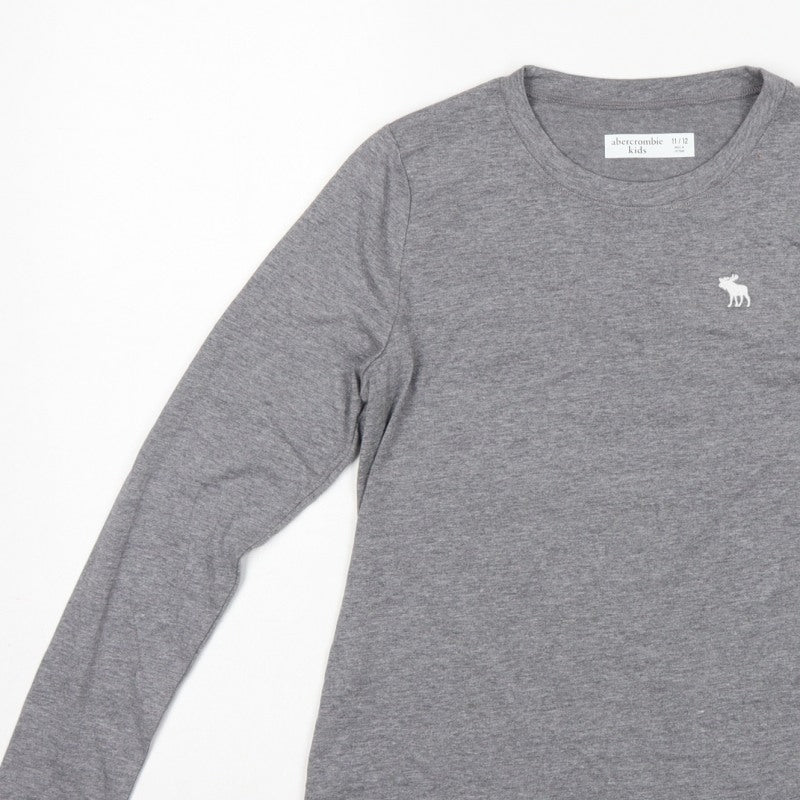 Abercrombie Kids Boys Grey 11-12 Years Long Sleeve Logo T-Shirt