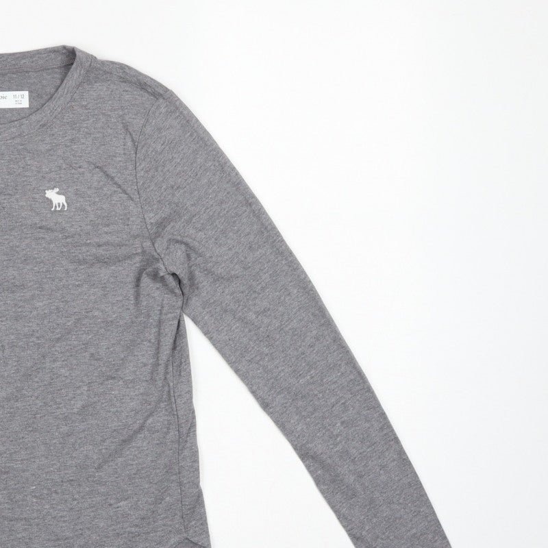 Abercrombie Kids Boys Grey 11-12 Years Long Sleeve Logo T-Shirt