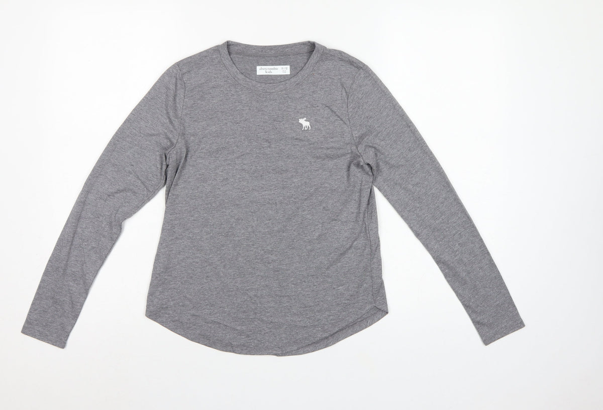 Abercrombie Kids Boys Grey 11-12 Years Long Sleeve Logo T-Shirt
