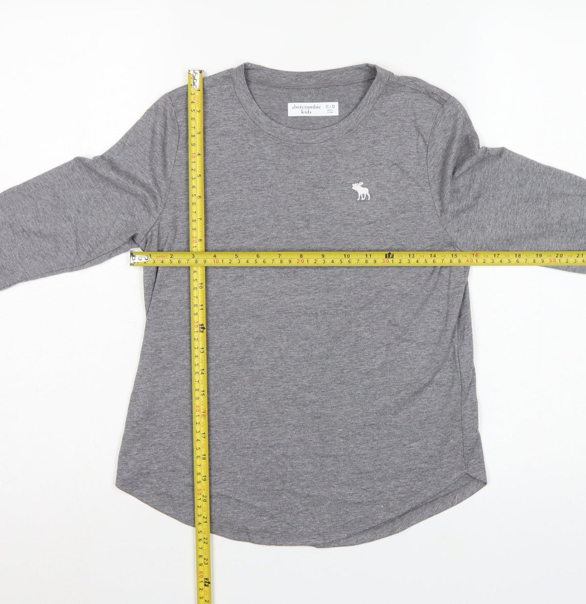 Abercrombie Kids Boys Grey 11-12 Years Long Sleeve Logo T-Shirt