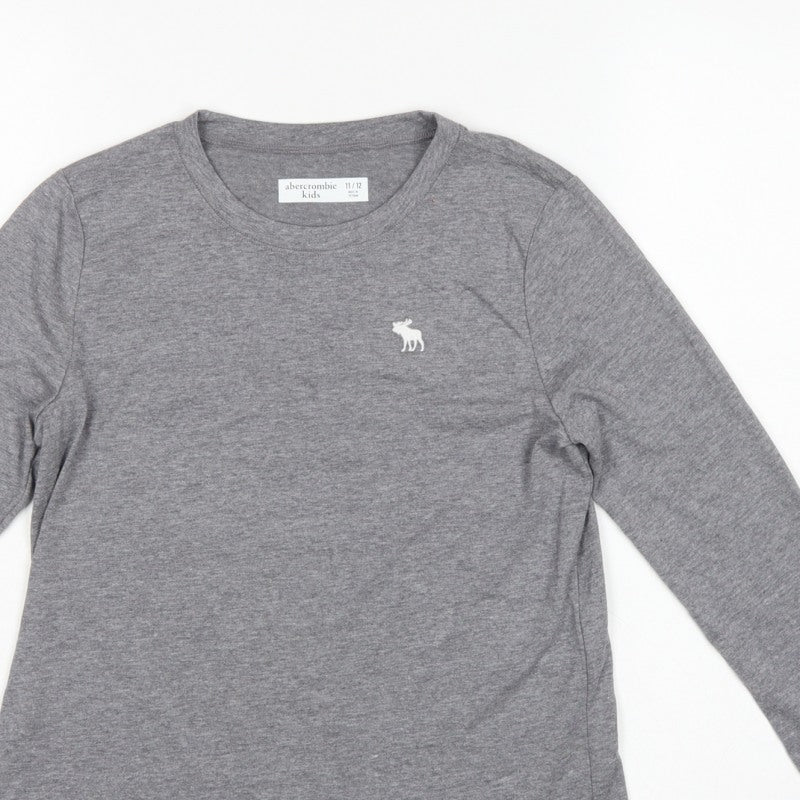 Abercrombie Kids Boys Grey 11-12 Years Long Sleeve Logo T-Shirt