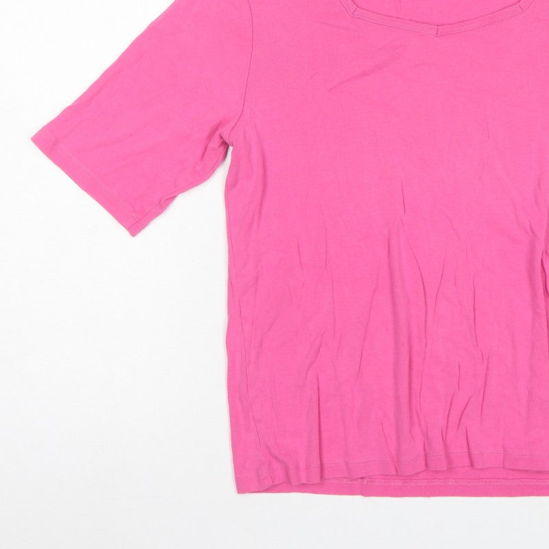 Cotton Traders Women’s Pink UK 16 Basic Cotton Square Neck T-Shirt