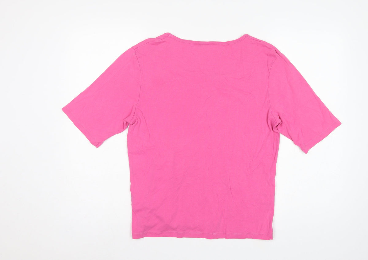 Cotton Traders Women’s Pink UK 16 Basic Cotton Square Neck T-Shirt