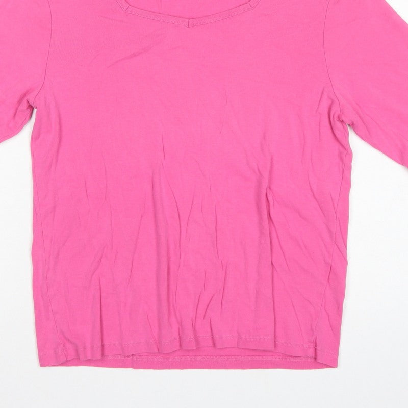 Cotton Traders Women’s Pink UK 16 Basic Cotton Square Neck T-Shirt