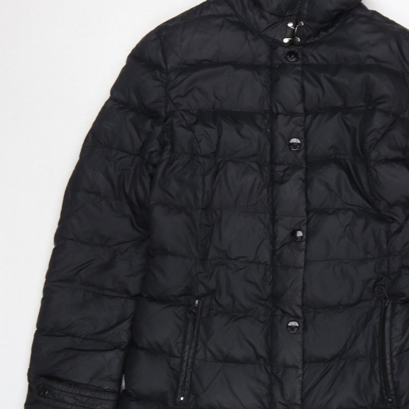 Joules Women’s Black UK 14 Long Hooded Belted Puffer Coat