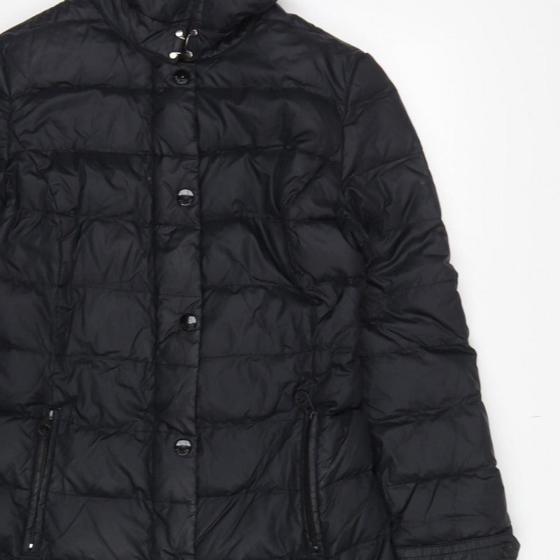 Joules Women’s Black UK 14 Long Hooded Belted Puffer Coat