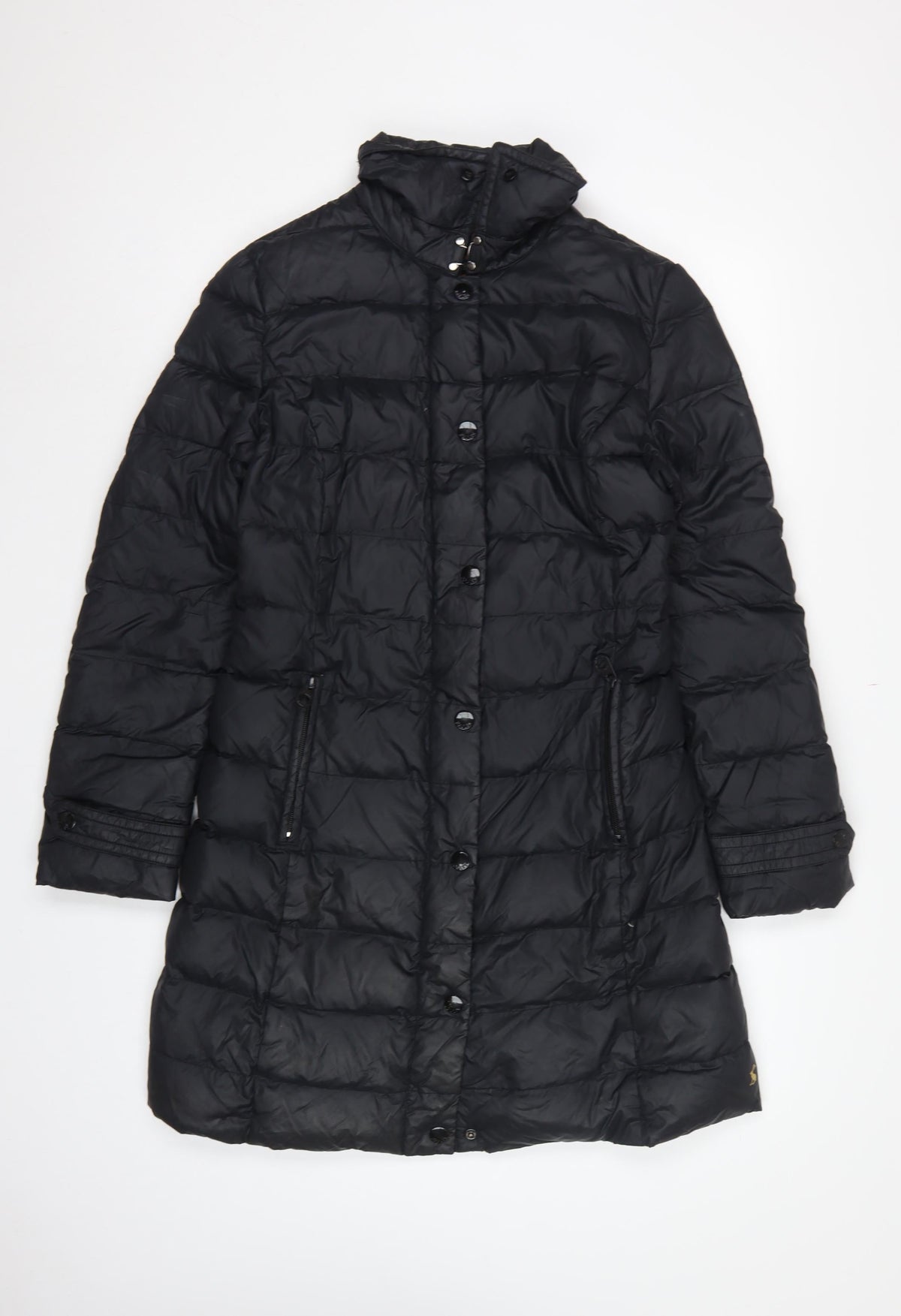 Joules Women’s Black UK 14 Long Hooded Belted Puffer Coat