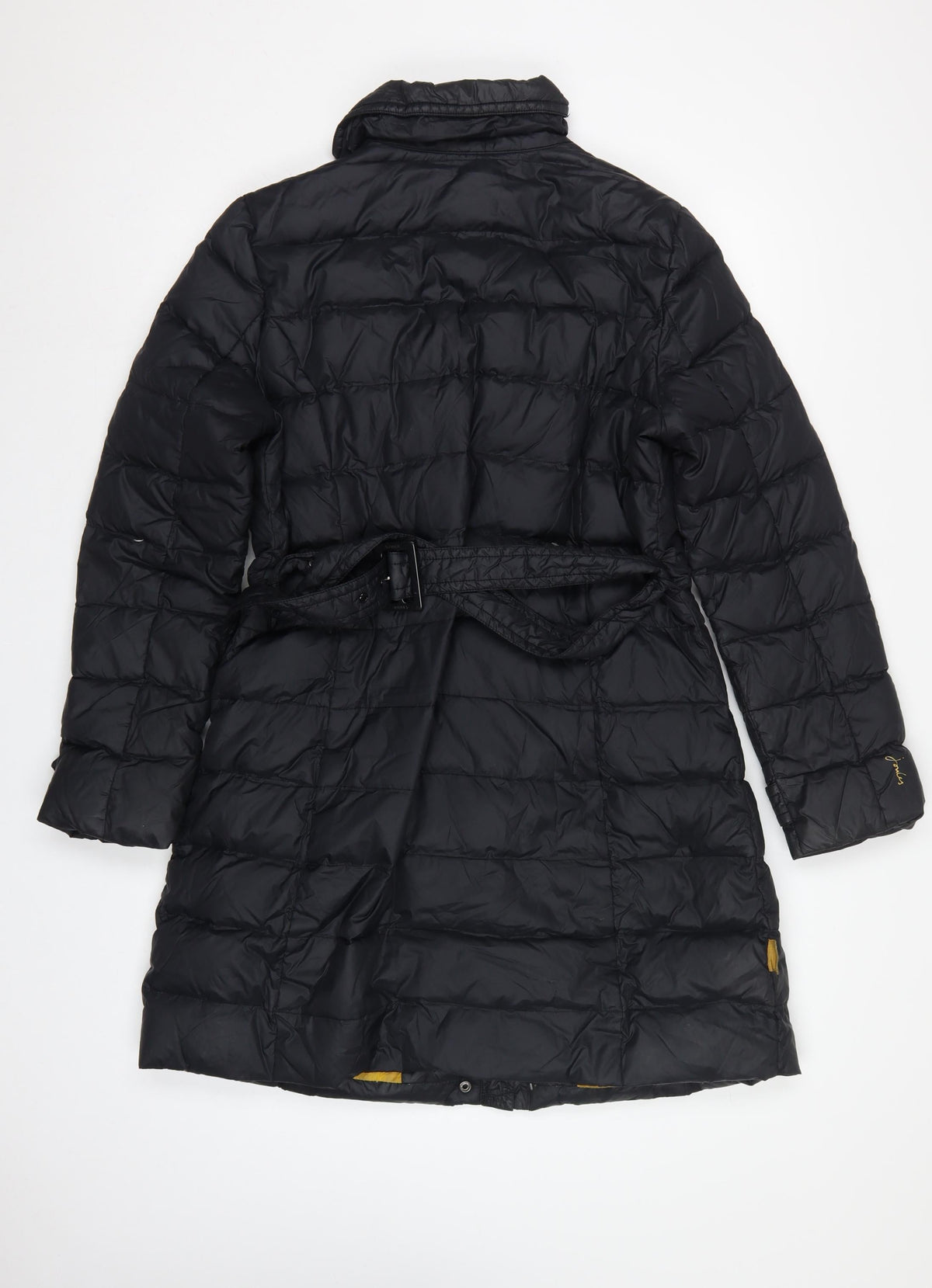 Joules Women’s Black UK 14 Long Hooded Belted Puffer Coat