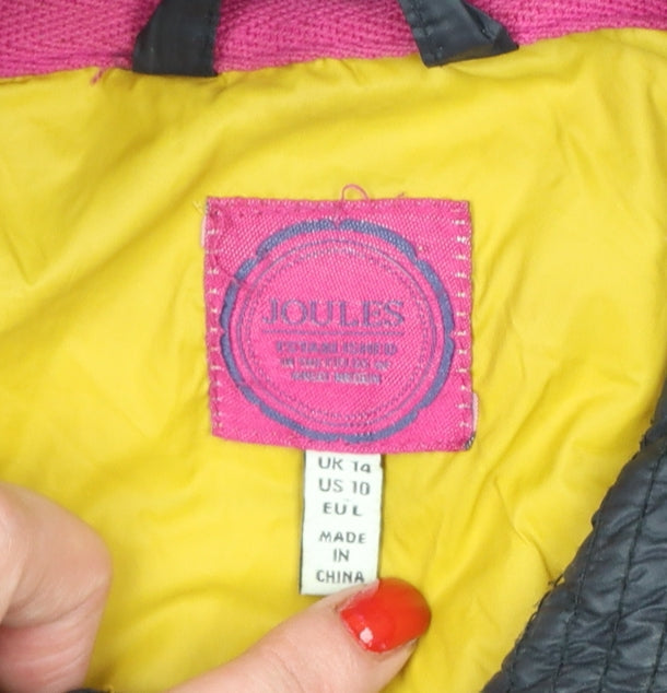 Joules Women’s Black UK 14 Long Hooded Belted Puffer Coat