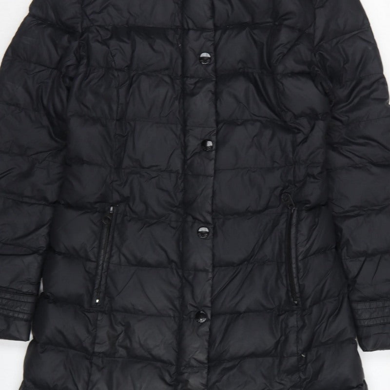 Joules Women’s Black UK 14 Long Hooded Belted Puffer Coat