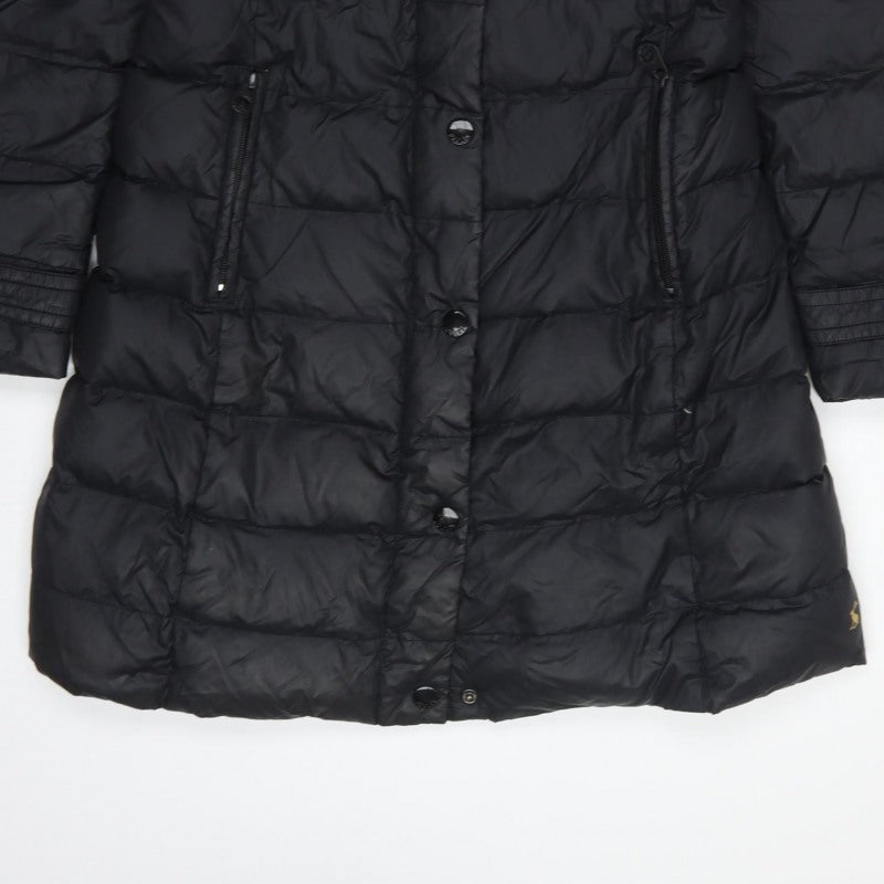 Joules Women’s Black UK 14 Long Hooded Belted Puffer Coat