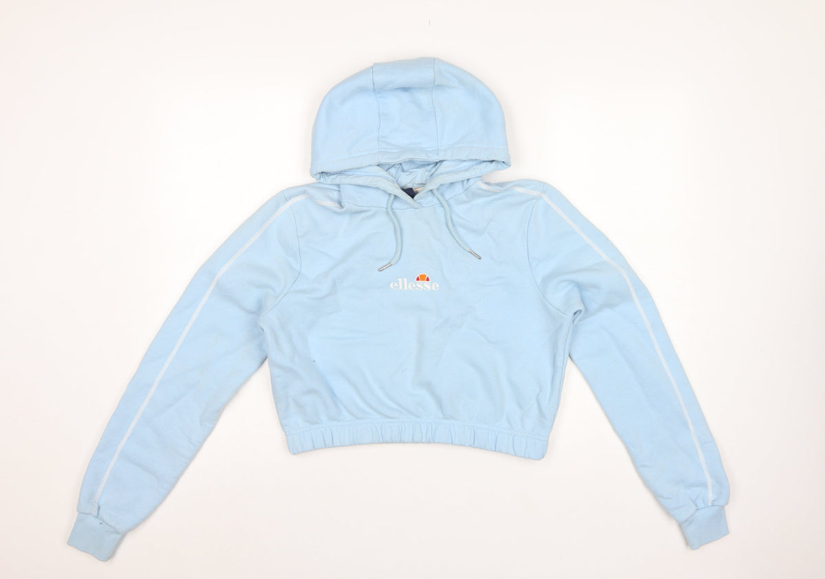 Ellesse Women Blue UK 10 Pullover Hoodie Fleece Logo
