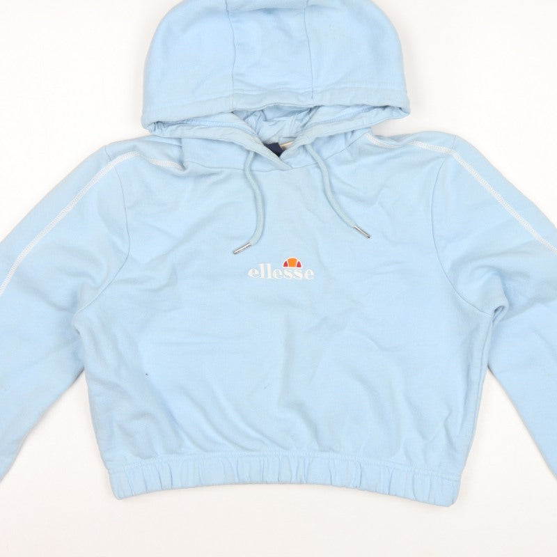 Ellesse Women Blue UK 10 Pullover Hoodie Fleece Logo