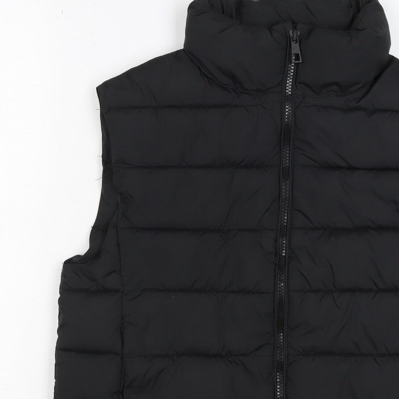ANG Teens Black XS Quilted Puffer Gilet Long Sleeveless Bodywarmer
