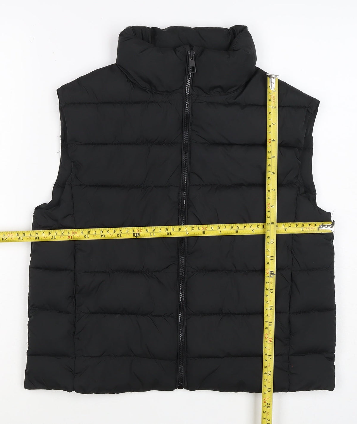 ANG Teens Black XS Quilted Puffer Gilet Long Sleeveless Bodywarmer
