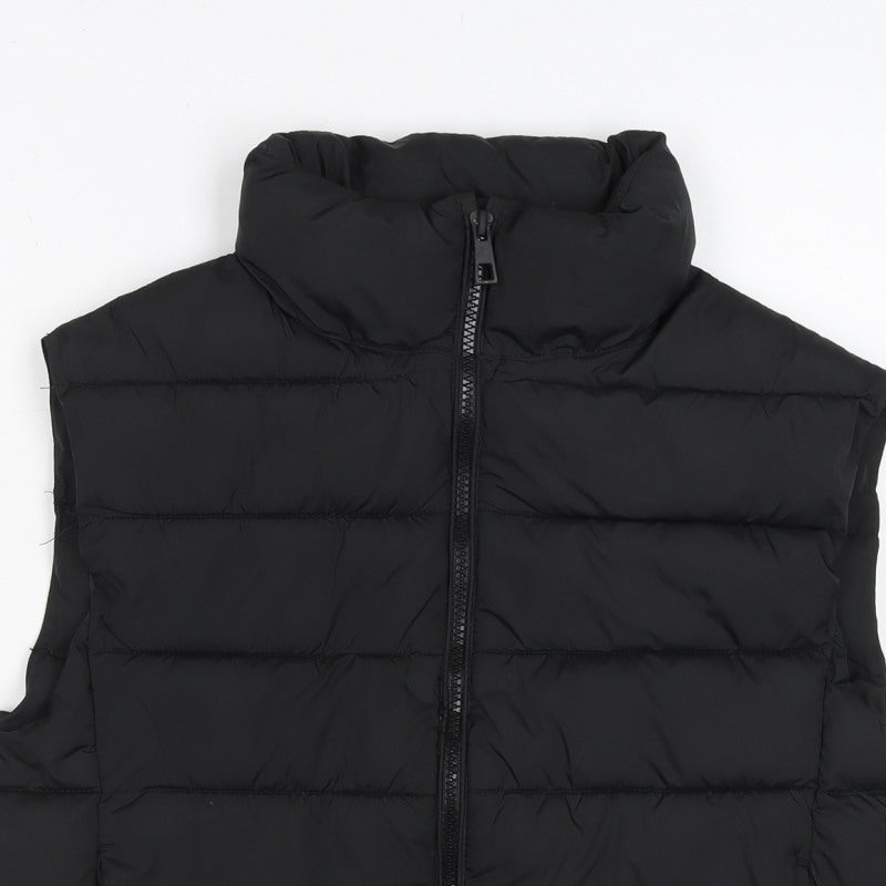ANG Teens Black XS Quilted Puffer Gilet Long Sleeveless Bodywarmer