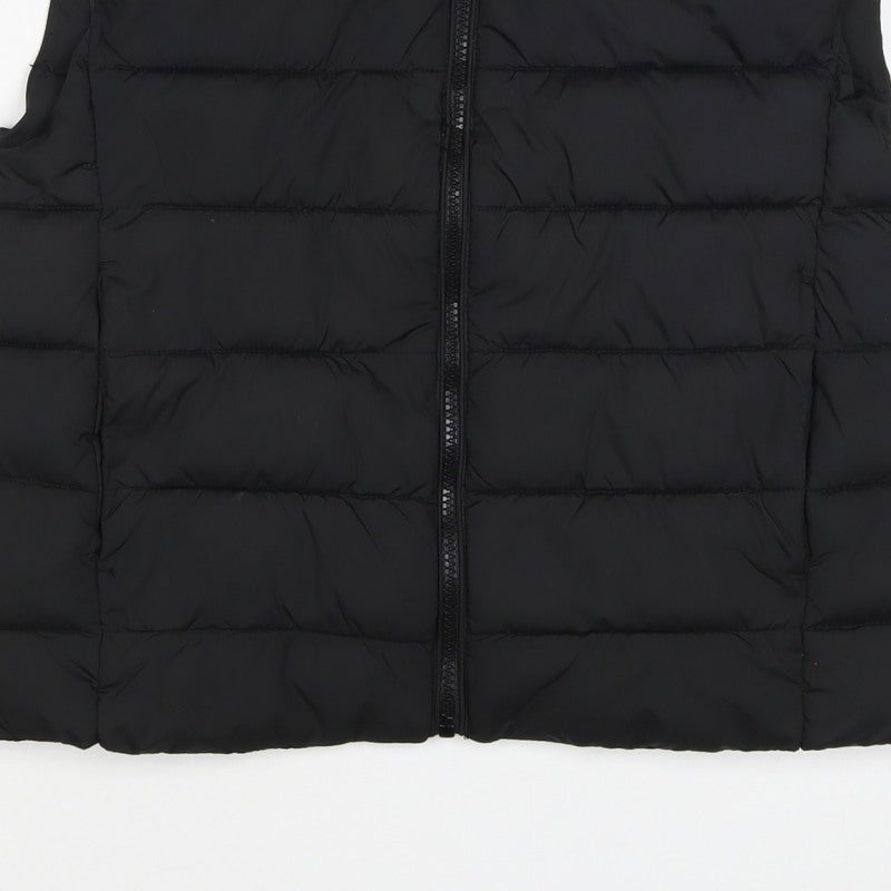 ANG Teens Black XS Quilted Puffer Gilet Long Sleeveless Bodywarmer