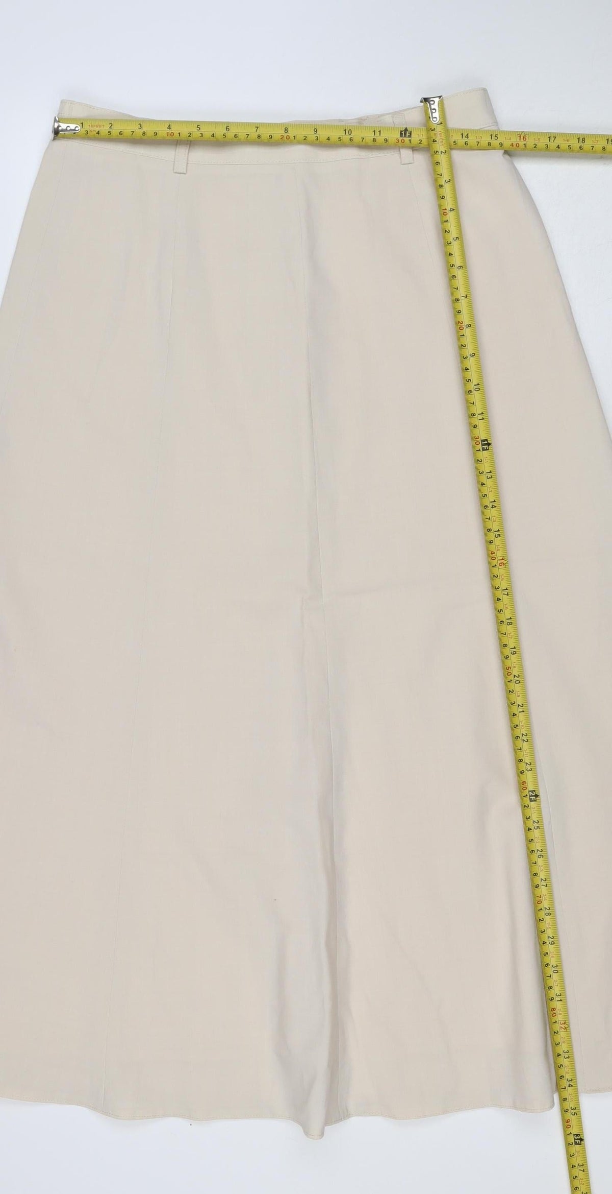 Luca Women’s Beige UK 14 Long A-Line Virgin Wool Blend Skirt