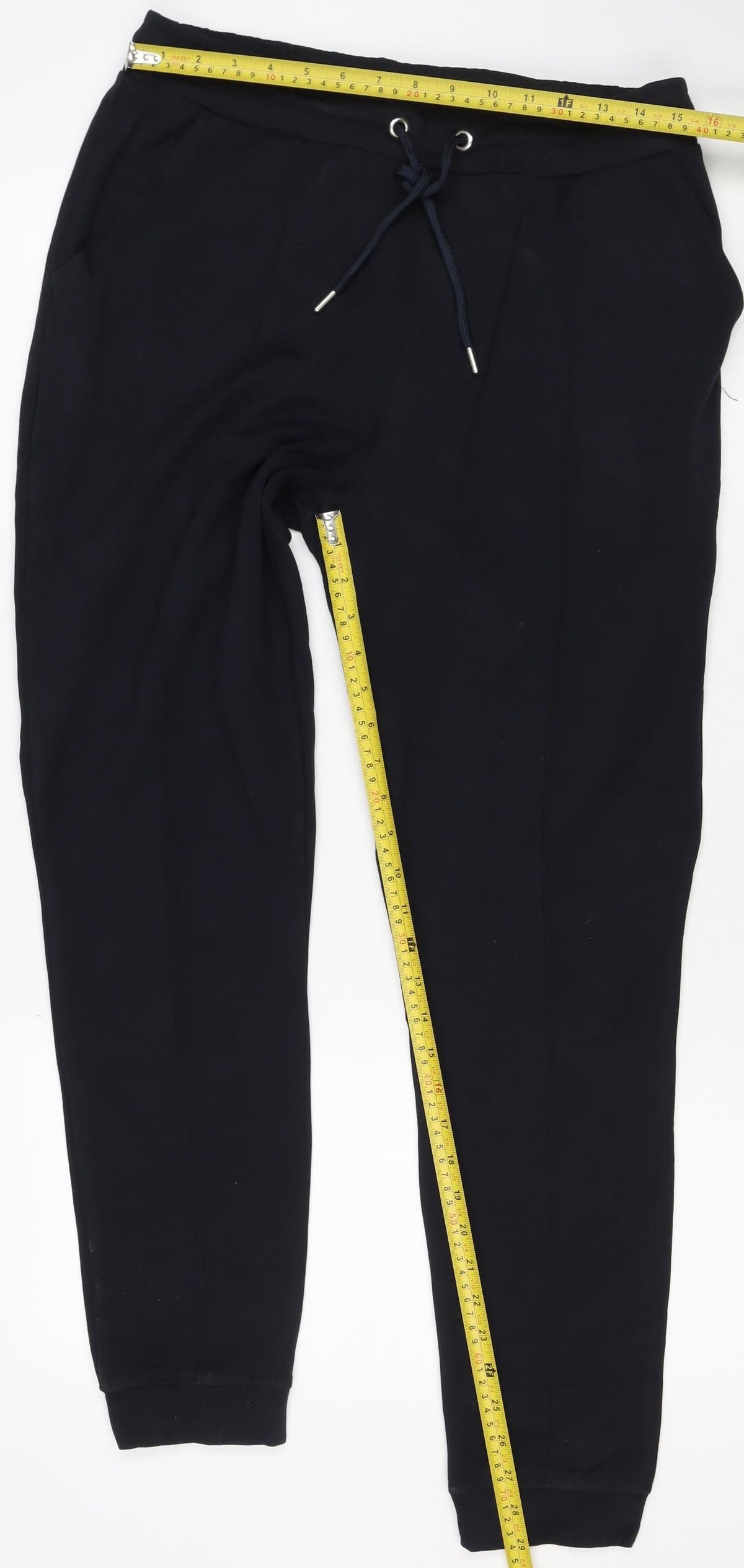 Tally Weijl Women Black M Cotton Blend Drawstring Cuffed Jogger Trousers