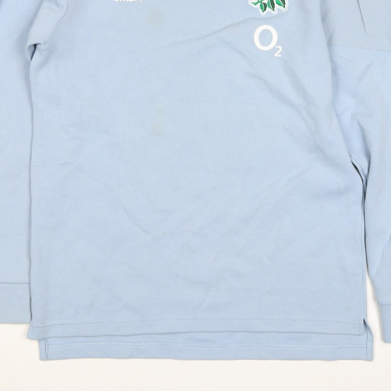 Umbro Men's Blue M England Rugby O2 Rose Pullover Sweatshirt Zip Pocket