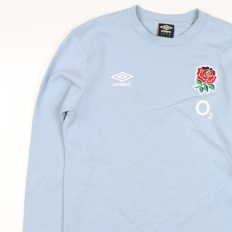 Umbro Men's Blue M England Rugby O2 Rose Pullover Sweatshirt Zip Pocket
